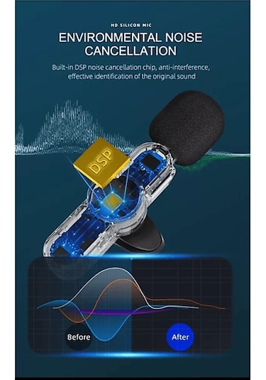 Daytona K9-C1 Wireless 3 IN 1 Kablosuz Type-C Lightning 3.5 MM Jak Tekli Yaka Mikrofonu Siyah
