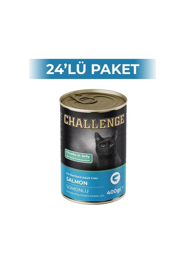 Challenge Somon Balıklı Kısırlaştırılmış Kedi Konservesi 400 Gr 24 Adet