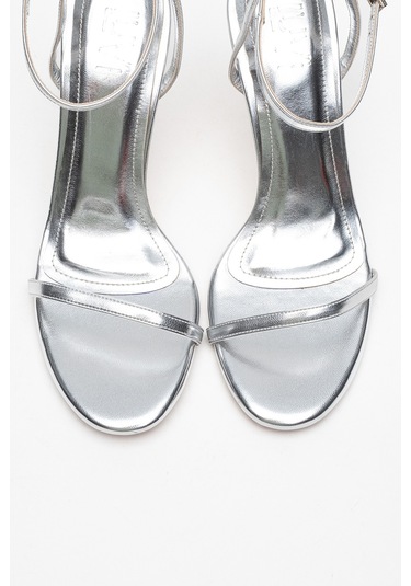 Jasmin Gümüş Cilt Tek Bantlı Kadın Topuklu Ayakkabı Gümüş