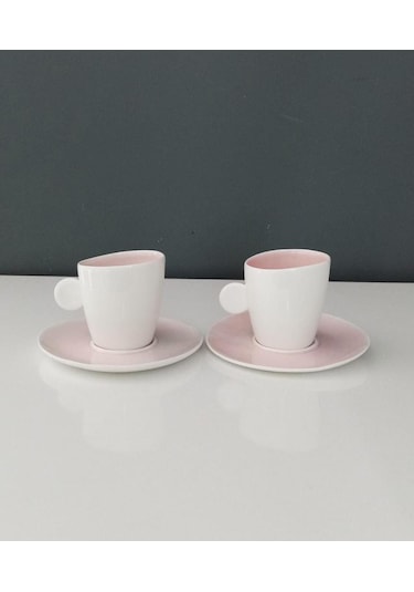 Tantitoni Round Pembe Porselen 2 Li Fincan Seti 90 Ml Pembe
