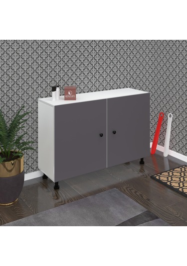 Kenzlife Ayakkabılık Yemeni4 Gribyz 68 120 32 Kapaklı 4 Raflı 24 Çift Ayakkabı Kapasitesi Ahşap