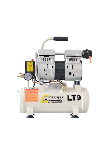 Power 0.75 HP 220V 8 Bar Sessiz ve Yağsız Kompresör 9 L