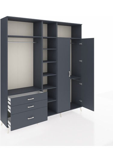 Hyperion Dolap 10 Raflı 3 Çekmeceli 2 Askılı 220x44x243 Antrasit-antrasit/antrasit Antrasıt/antrasıt Hyperion Dolap 10 Raflı 3 Çekmeceli 2 Askılı 220x44x243 Antrasit-antrasit/antrasit Antrasıt/antrasıt