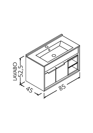 Napoli 85 Cm Siyah Lavabolu Alt Modül - Beyaz Antrasit Beyaz - Antrasit