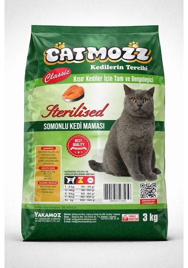 Catmozz Kısırlaştırılmış Somonlu Yetişkin Kedi Maması 3 KG