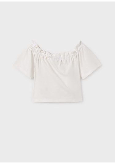 Mayoral Kız Çocuk Crop T-shirt 6028 Krem