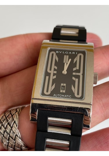 Bvlgari Rettangolo Kauçuk Kordon Erkek Kol Saati RT45S 2. El