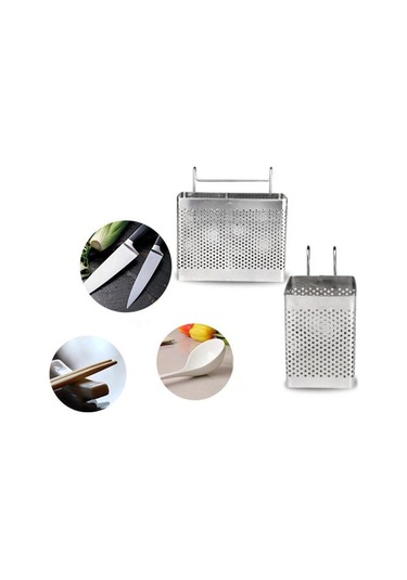 Asma Kancalı Yemek Çubukları Tutucu Yerden Tasarruflu Paslanmaz Çelik Sofra Süzgeç Mutfak İçin 2 Double Grids