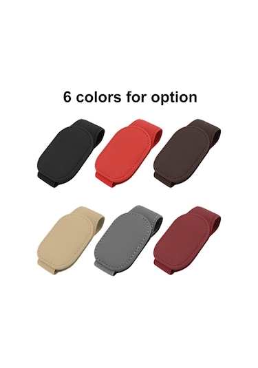 Jeemson Araç Güneş Gözlüğü Tutucu Kırmızı Pu Deri Araç İçin Gözlük Depolama Ve Fatura Tutucu