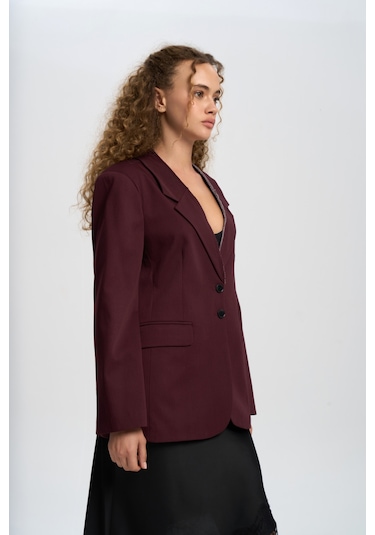 Mai Studios Co. Volda Yaka Detay Bordo Blazer Bordo