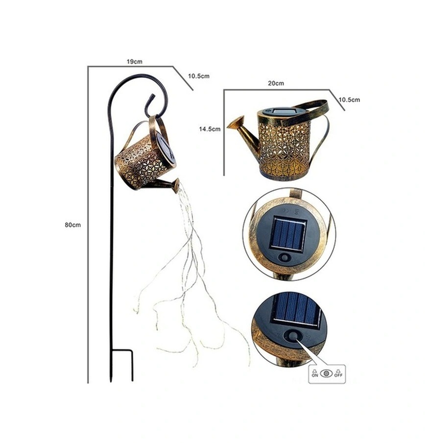Tongxida Demir Bahçe Çaydanlığı Lambası, Güneş Enerjili, Şık Dış Mekan Aydınlatması