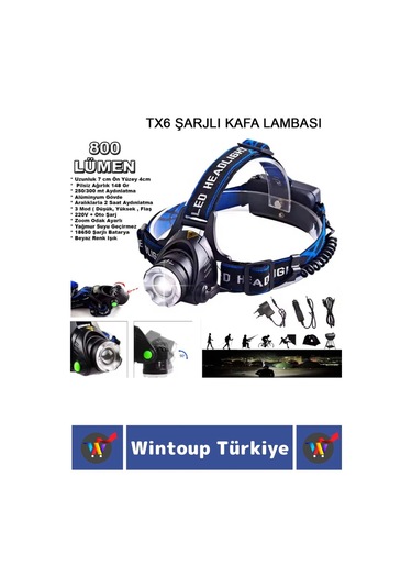 Profesyonel Kamp Avcı Balıkçı Deprem Güçlü Işık 3 Mod Yüksek Mesafeli Zoomlu Güçlü Kafa Lambası Çok Renkli