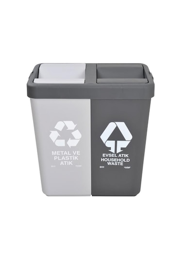 Motek Geri Dönüşüm Metal Plastik Evsel Atık Çöp Kovası 80Lt-Mpe41