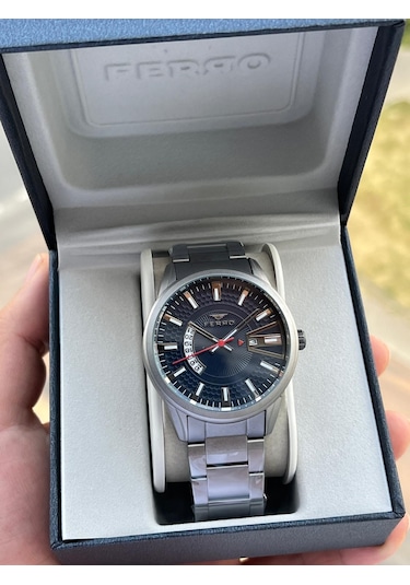 Ferro Çelik Kordon Takvimli Kadran 30 Mt Suya Dayanıklı Erkek Kol Saati Efm11911-bg