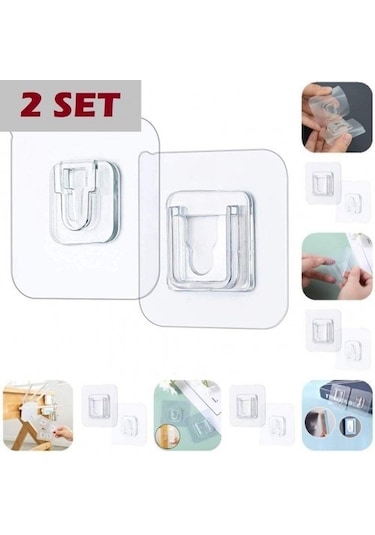 Çift Taraflı Yapışkanlı Geçmeli Klips Eşya Sabitleme Askısı