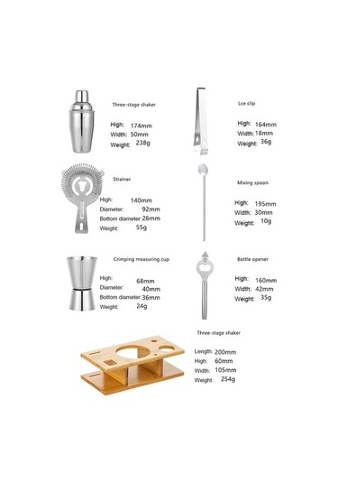 Dancemonkey By-7 7'si 1 Arada Paslanmaz Çelik Barmen Seti Bar 550ml İle Mükemmel İçki Keyfi