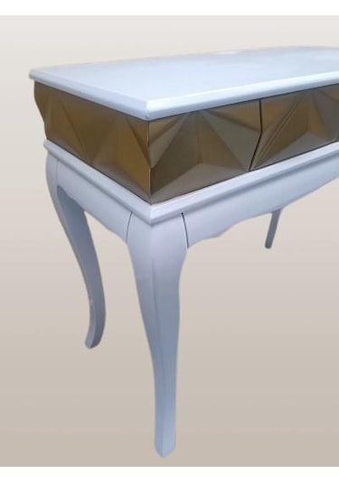 Dresuar Piramit Model 90521 Gold Beyaz Uyum Lükens Kayın Ayak El Yapım Beyaz