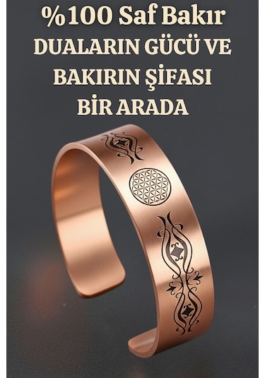 Kadın Bakır Bileklik Yaşam Çiçeği Lazer Kazımalı Kadın Bilezik Sürpriz Hediyeli Diğer
