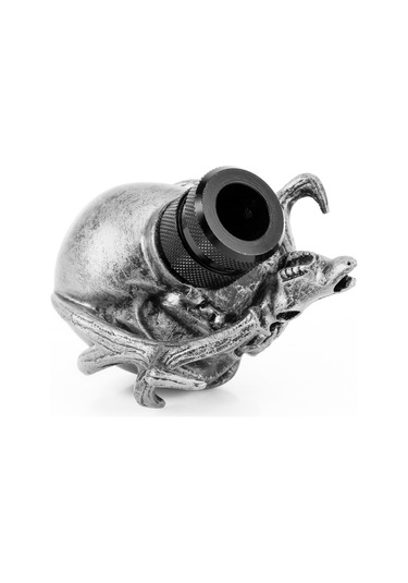 Sones Evrensel Araç Araba Yaratıcı Kafatası Çift Kafa Şekilli Shifter Kapağı Manuel Otomatik Vites Topuzu Gümüş