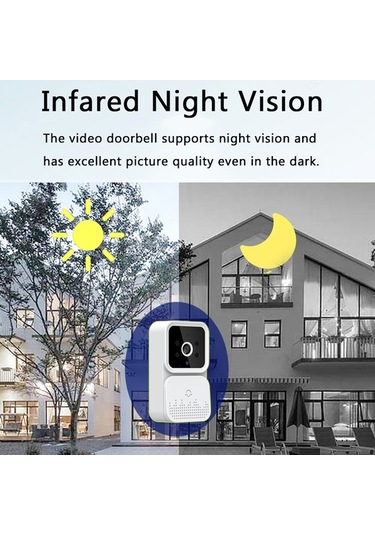 Fortunelane Tuya S6 Kablosuz Görüntülü Kapı Zili - Hd Kamera, Gece Görüş, Wifi Konuşma, Bulut Kayıt Beyaz