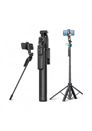 Kameralı Hareketli Tripod Selfie Çubuğu Telefon Tripodu 163cm