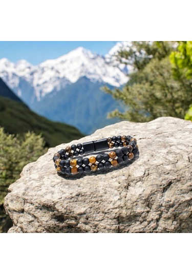 Çift Oniks Ve Kaplangözü Çelik Bileklik 31832b20d4 Çok Renkli