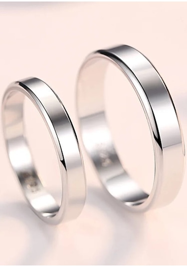 4mm Yanı Kesik Gümüş Klasik Alyans Söz Nişan Yüzüğü Wr89