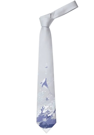 Waves And Pebbles Simli Gri Kadın Kravat Gri