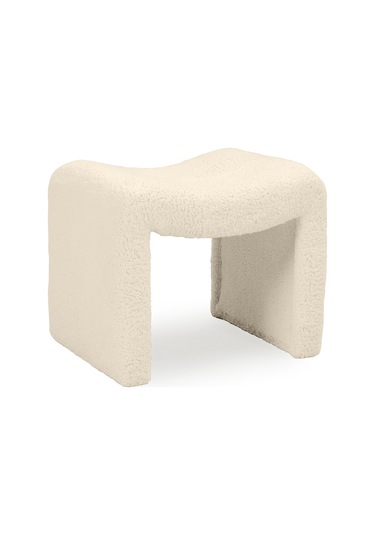 Tokyo Peluş Oval Puf Krem Krem