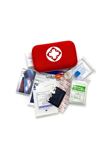Jeehugo Kırmızı Eva Aile Çıktı İlk Yardım Seti, 18 Tür 44 Parça - Araç Ve Dış Aktiviteler İçin İlk Yardım Çantası Kırmızı