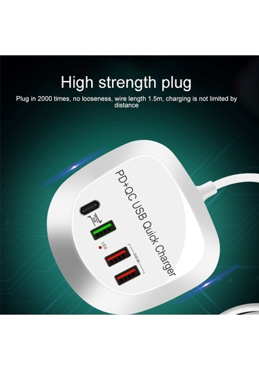 Wlx-t3p 4'ü 1 Arada Pd Qc Çok Fonksiyonlu Akıllı Hızlı Şarj Usb Şarj Cihazı Ab Fiş