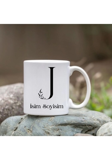 Kişiye Özel J Harfi Bardak - İsim Yazılı Bardak - İsimli Bardak