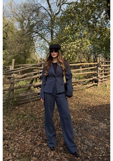 Lacivert Tek Düğmeli Ceket Pantolon Takım - 9480 Lacivert