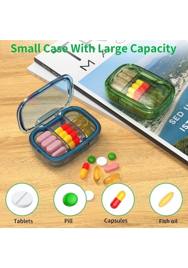 Likeable 2'li Paket 3 Bölmeli Küçük Hap Kutusu, Cep Cüzdanı Için Seyahat Hap Organizatörü-54