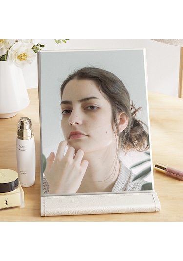 Geeroyoo Kollej Dormu Makyaj Aynası - Çift Taraflı Katlanabilir 18x26cm Beyaz, Hd Yansıma, Taşınabilir Masaüstü Prenses Aynası Diğer