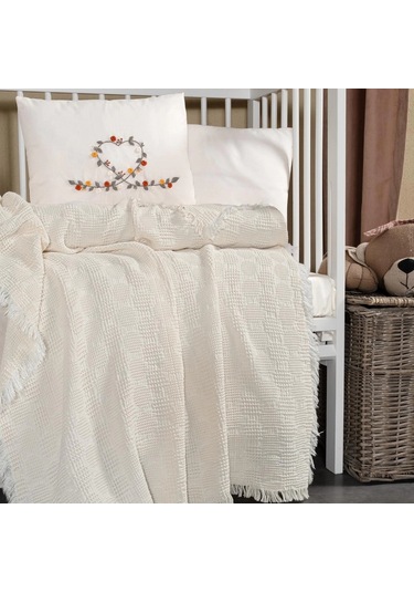 Kanz Bebek Waffle Müslin Nakışlı Pike Knz-021 Little Heart Little Heart