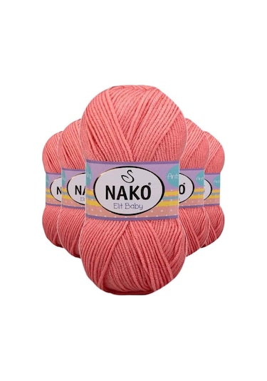 5 Adet Elite Baby El Örgü İpi Tüylenmeyen Bebek Yünü Somon 1469