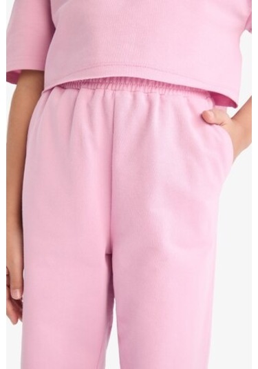 DeFacto Kız Çocuk 2'li Takım Bisiklet Yaka Baskılı Kısa Kollu Tişört Beli Paçası Lastikli Eşofman Altı Z8983A625SMPN444 Pembe