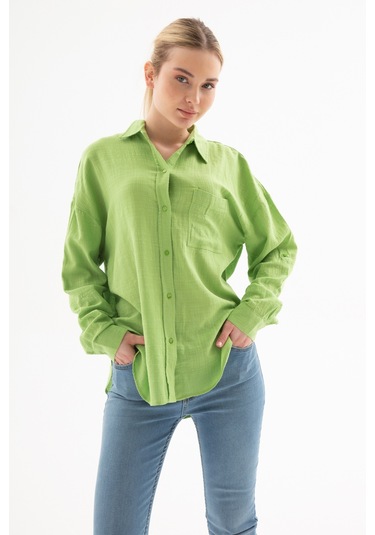 Fashion Friends Bayan Gömlek 25y0245k1 Yeşil Yeşil