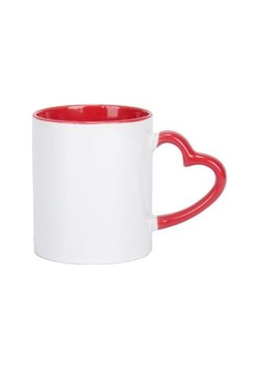 Özel Baskılı Kolu Kupa Seyahat Seramik Fincan Aile Arkadaşlar Doğum Günü Hediyesi Dıy Kırmızı Ahşap - Beyaz