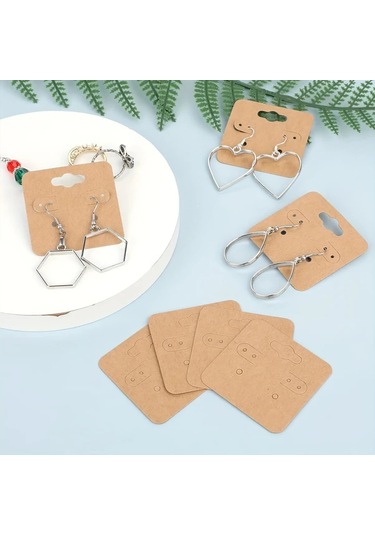 Willowhaven 200 Adet 2x2 Inç Kraft Kağıt Küpe Kartı Kesimli Sağlam Asma Etiketi Beyaz