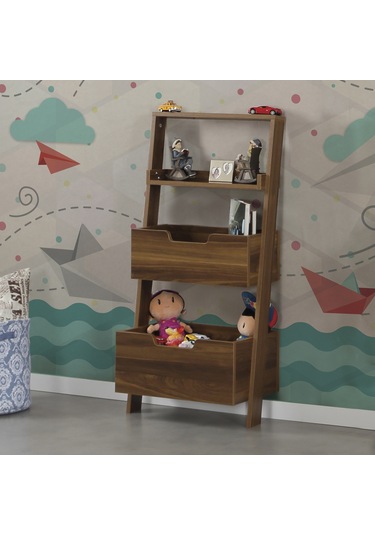 Pasifichome Low Oyuncak Montessori Raflı Kitaplık&Oyuncak Dolabı Ceviz