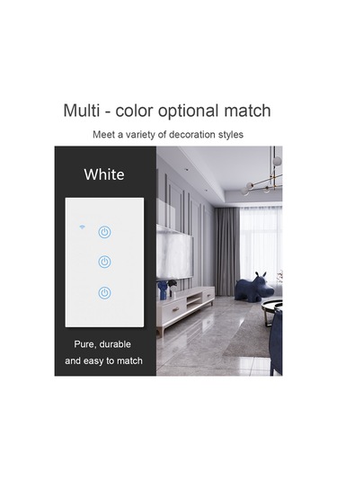 Youtek 3 Yollu Cam Dokunmatik Wifi Akıllı Anahtar - Led Işık, Sıfır Ateş Bağlantısı, Yx-ws003a Beyaz