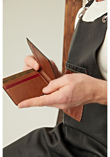 Eldridge Hakiki Deri Taba Plus Color Erkek Ince Tasarım Çok Bölmeli Rfid Korumalı Cüzdan Taba