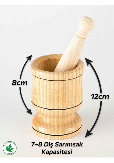 Ahşap Havan Sarımsak Döveceği Büyük Boy 12 Cm, 7 Diş Sarımsak Kapasite, Hakiki Ahşap Ezici