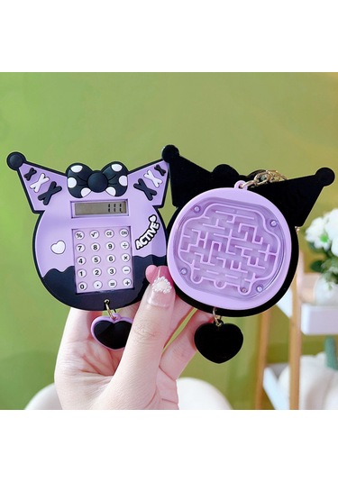 Hangfox Kara Kuromi Desenli Mini Hesap Makinesi Anahtar Zinciri - Arkada Labirent Bulmaca Ve Eğitici Oyun Özelliği