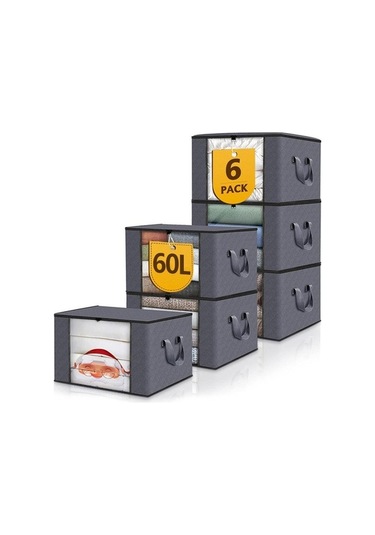 Trendooze 6 Parça Giysi Saklama Çantası Gri Montlar Katlanabilir Yatak Gri