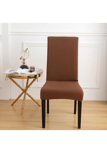 Kahve Spandex Jakarlı Sandalye Düz Renk Streç Mobilya Koruyucu Slipcovers Yemek Odası Düğün Için Çıkarılabilir Sandalye Kapakları