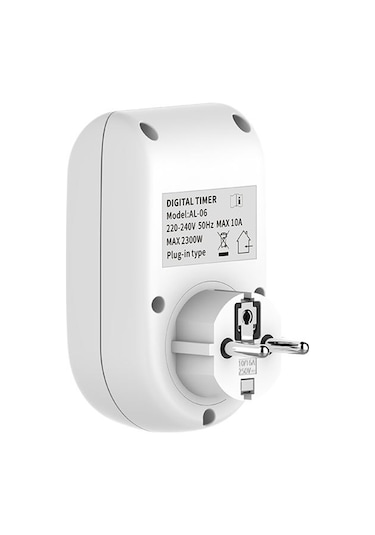 Xindoker Eurostandart Zamanlayıcı Soket, 24 Saat Sayısal Göstergeli, 2 Lü, 10a, Ac250v, Enerji Tasarrufu Kontrolü, Pc Ve Bakır Yapı, Al-06 Modeli