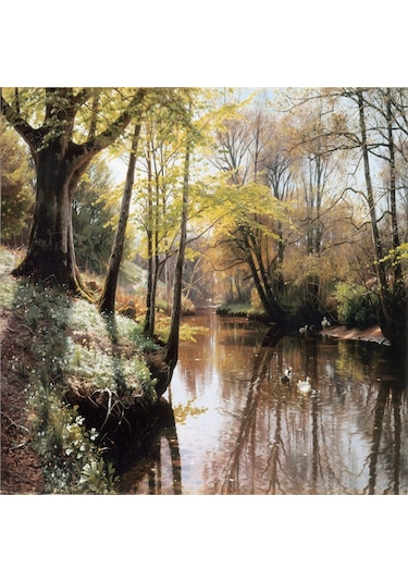 Sonbahar Ağaçlı Manzaralar Doğal Taş Bardak Altlığı 4'lü Set - Natural Stone Coasters - Taş Çok Renkli